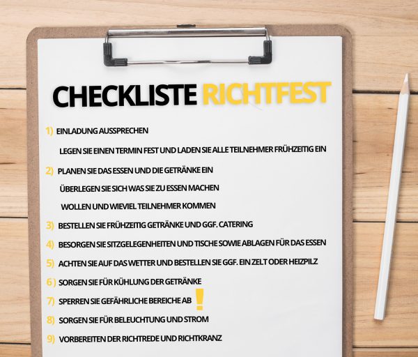 checkliste wie man ein richtfest organisiert